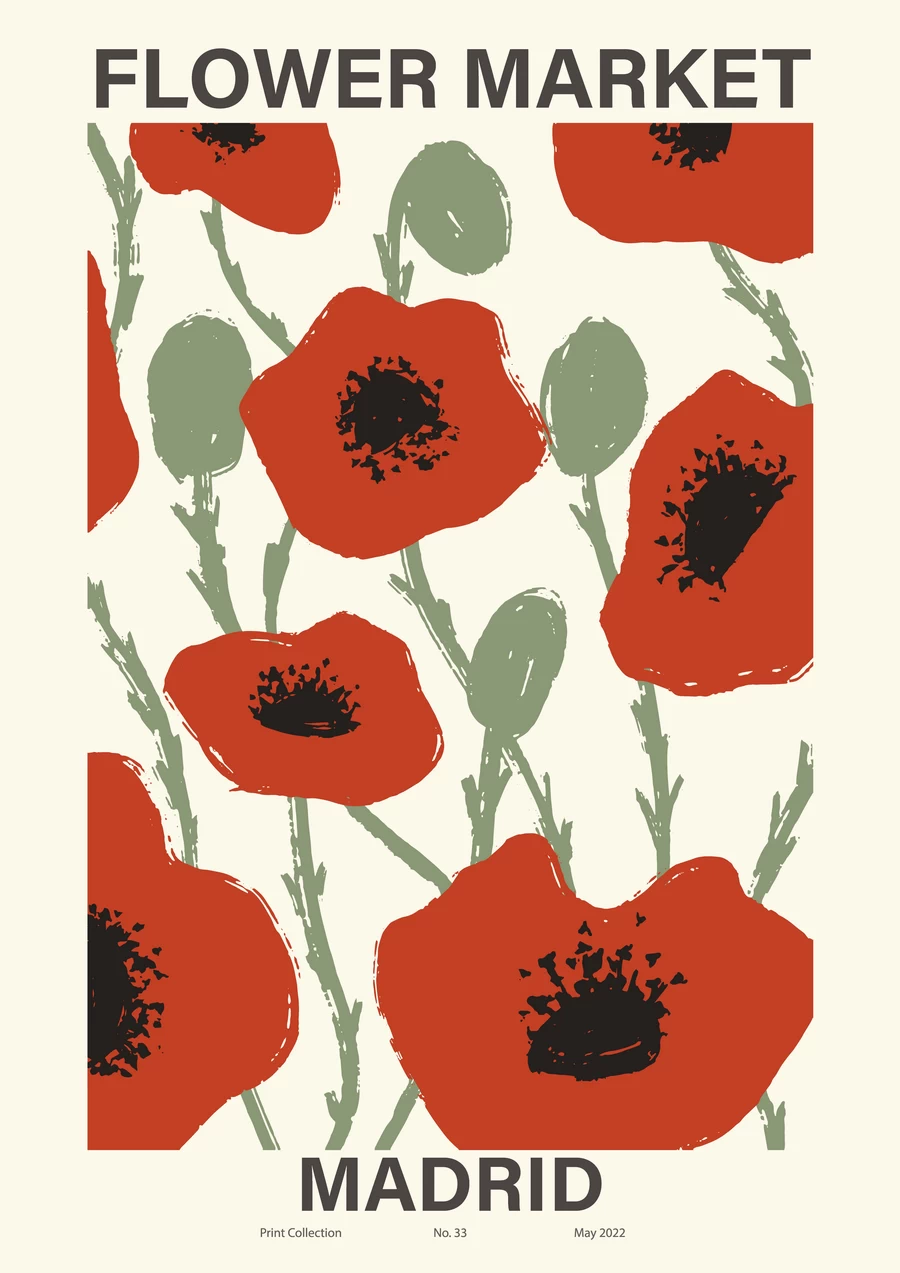 手绘小清新北欧花朵植物花卉插画海报封面画芯装饰AI矢量设计素材【009】